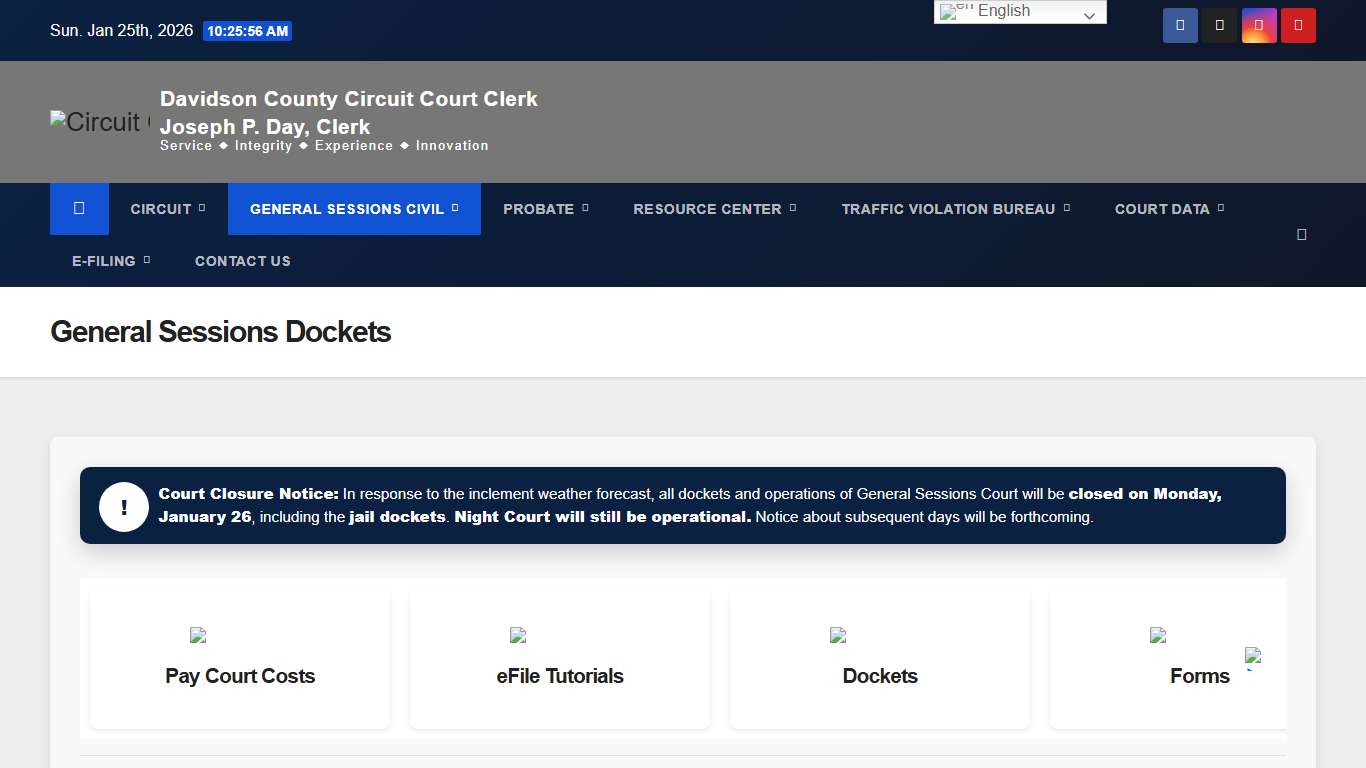 General Sessions Dockets – Circuit Court Clerk