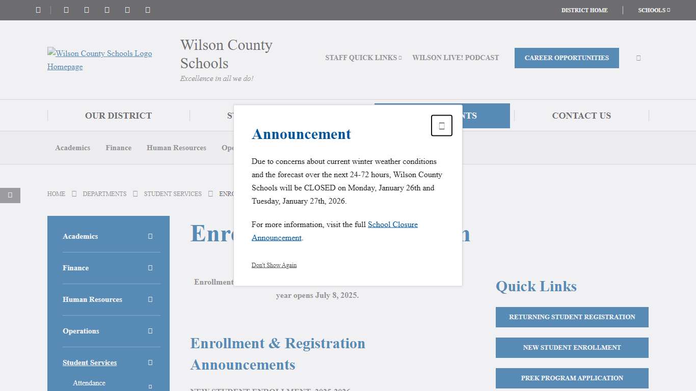 Enrollment & Registration - Wilson County Schools