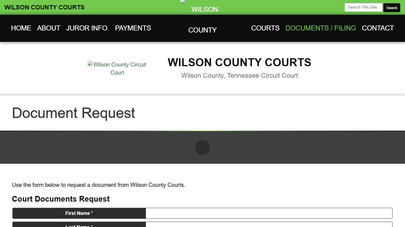 Wilson County Circuit Court » Document Request